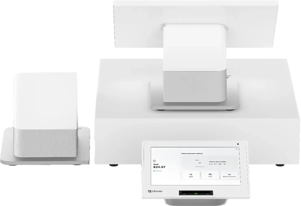Clover Station Duo countertop POS station shown from the front Clover Station Duo countertop POS station shown from the front