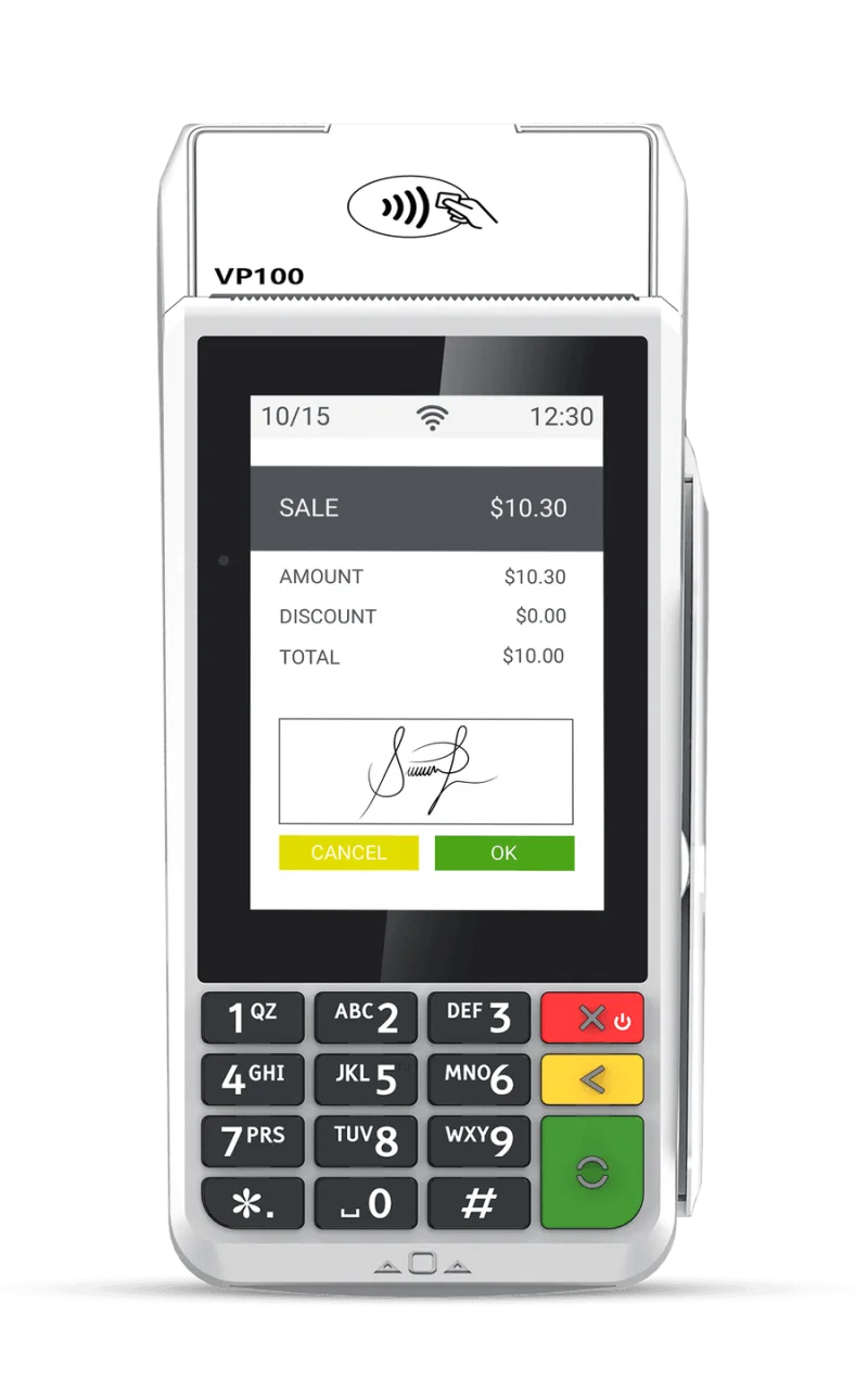 Valor VP100 card payment terminal shown from the front Valor VP100 card payment terminal shown from the front